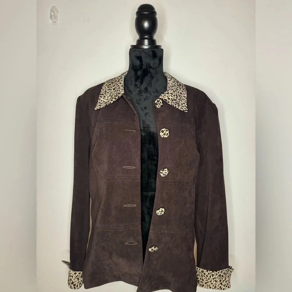 Vintage R&K Originals Women's Brown and Tan Cheetah Jacket